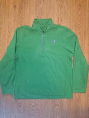 North Face Fleece Jacket Sweater Large Green Quarter Zip
